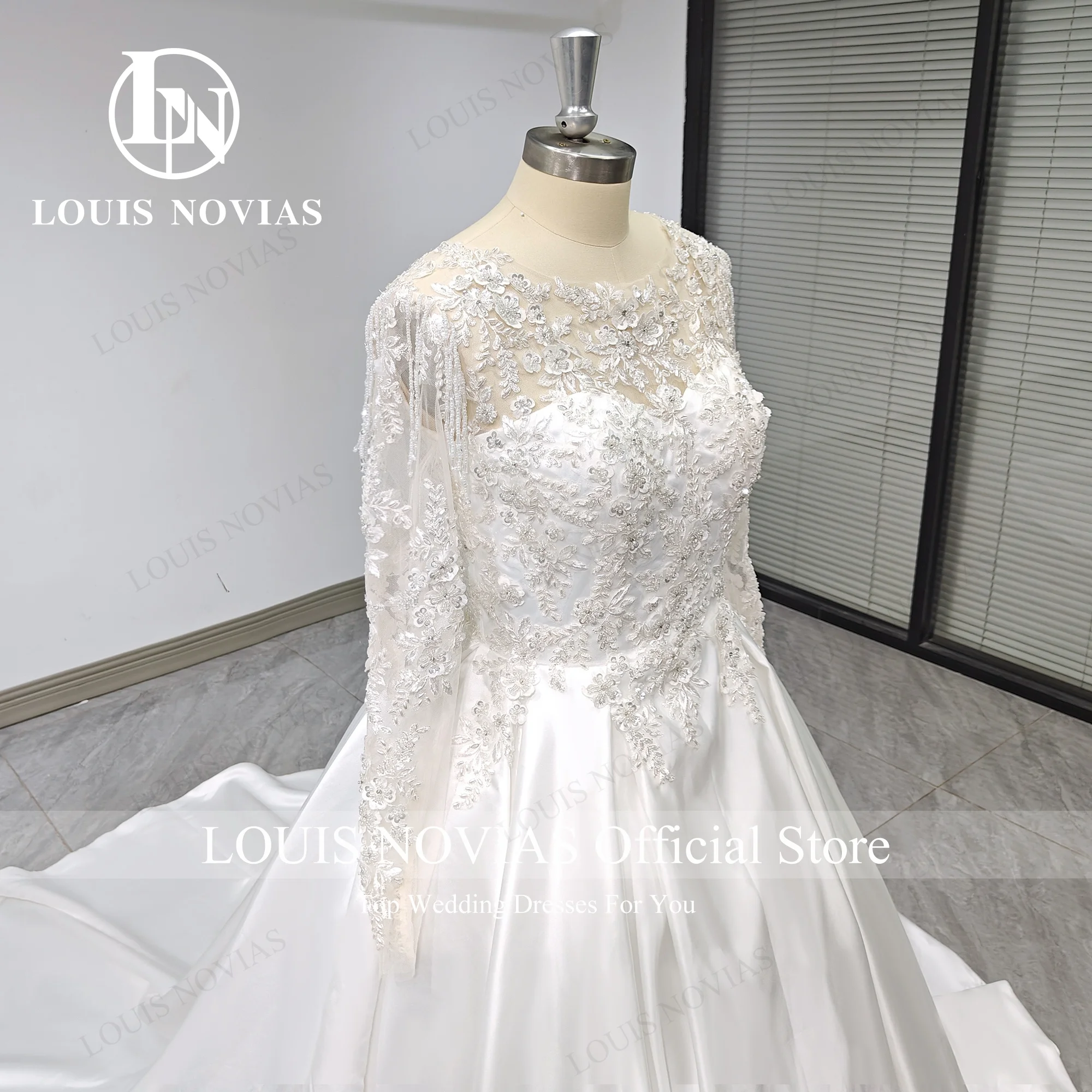 

LOUIS NOVIAS Elegant Wedding Dresses100% Real photos Floor-Length Sequined Charming A-Line Wedding Gown Vestidos De Novia