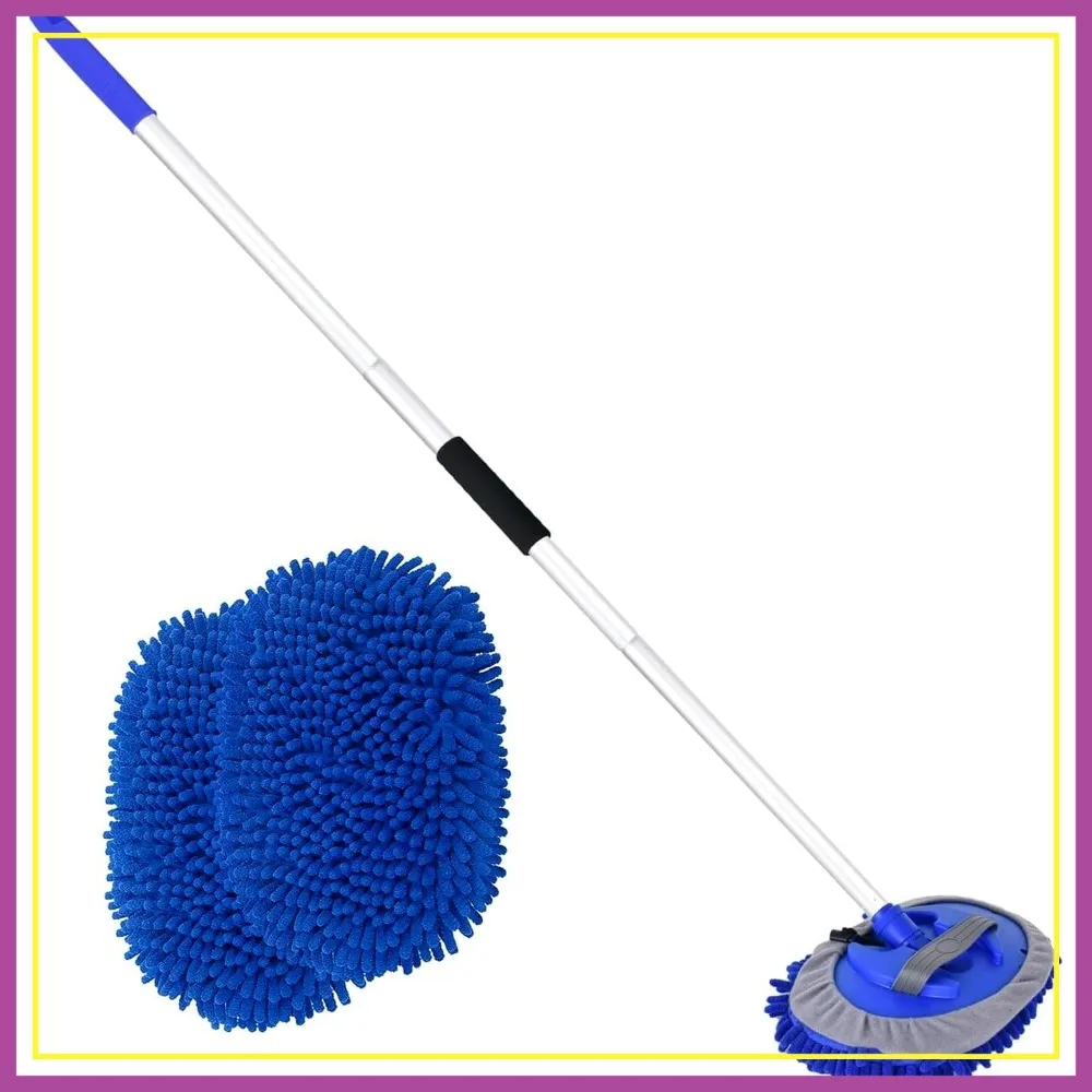 

62" Car Wash Brush with Long Handle, Microfiber Chenille Scratch-Free Head, Aluminum Pole for Car RV Truck