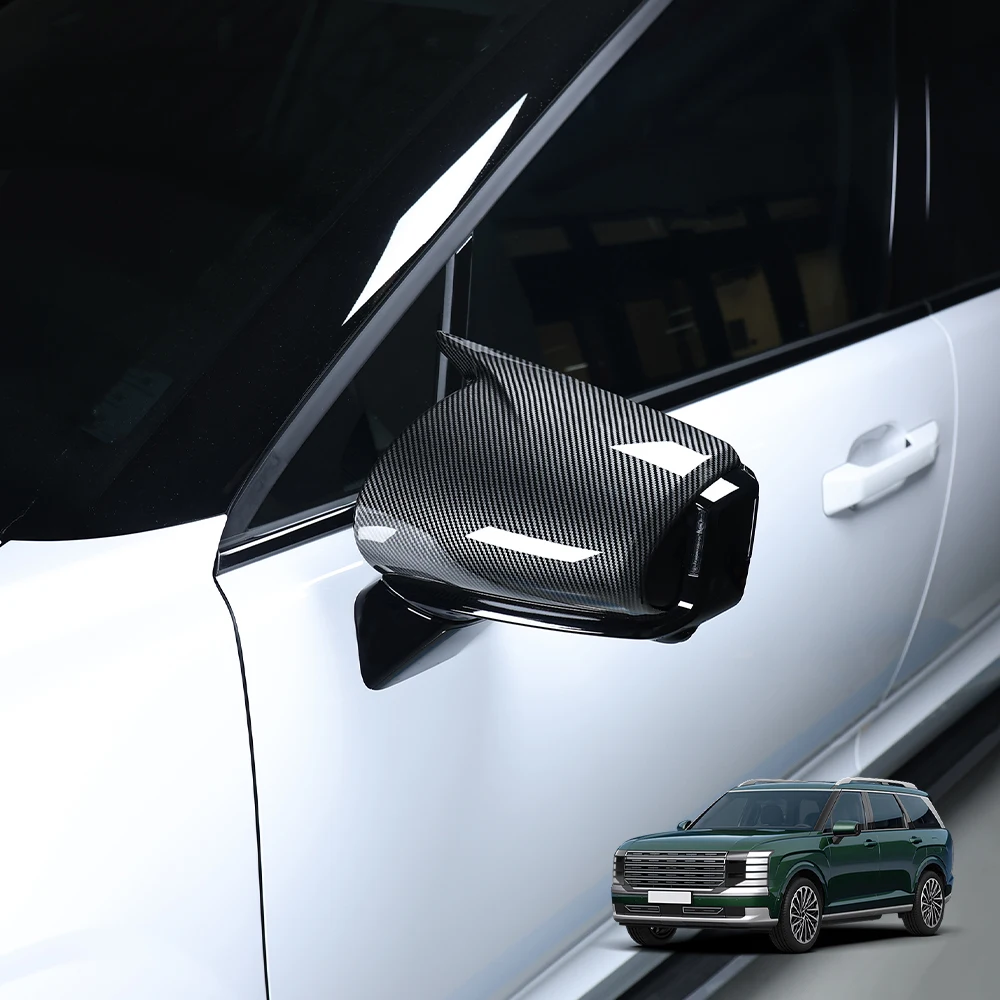 

For LX3 Hyundai Palisade 2025 2026 Rear View Mirror Cover Bull Horn Style Carbon Fiber ABS Rearview Mirror Shell LHD/RHD