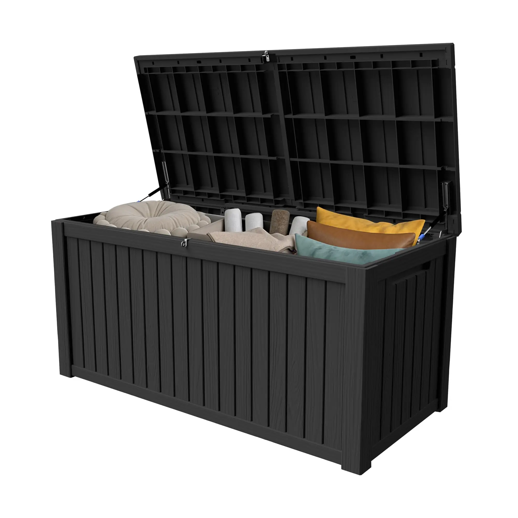 Outdoor Storage Box 205GAL Waterproof Resin Deck Box,Pool Accessories Supplies UV-Resistant Lockable Package Delivery Bin for