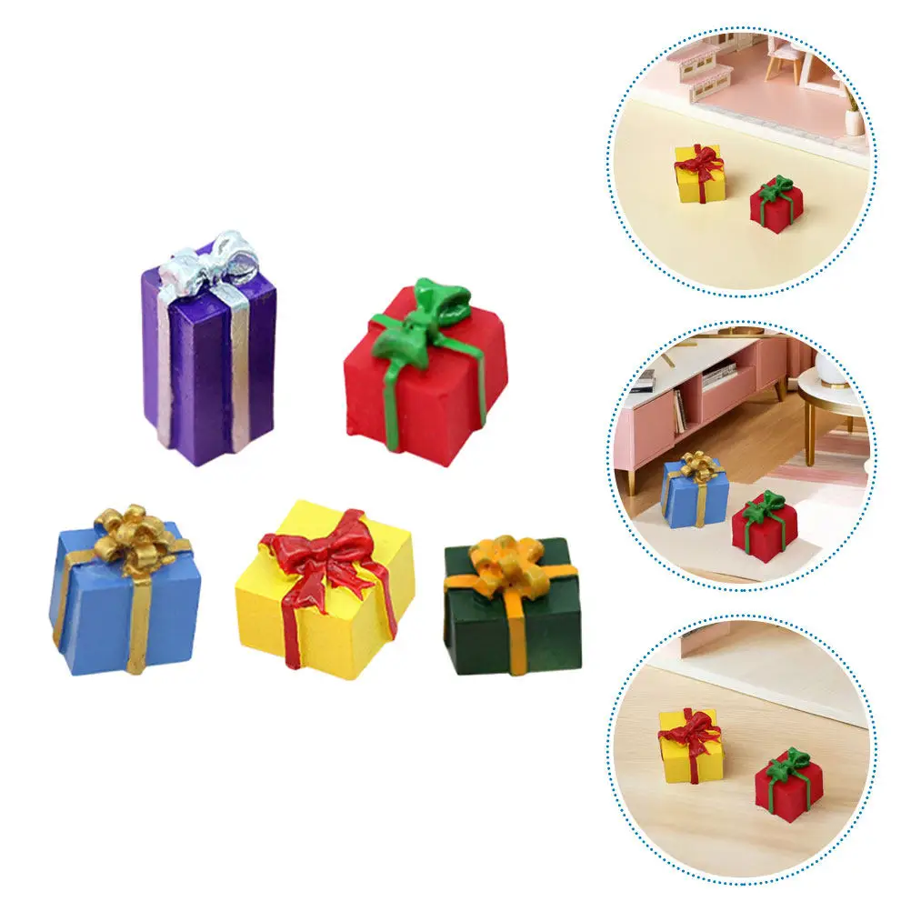 

30Pcs Mini Resin Gift Boxes Miniature Christmas Ornament Holiday Village Accessories Cute Festive Packages DIY Crafts Decor