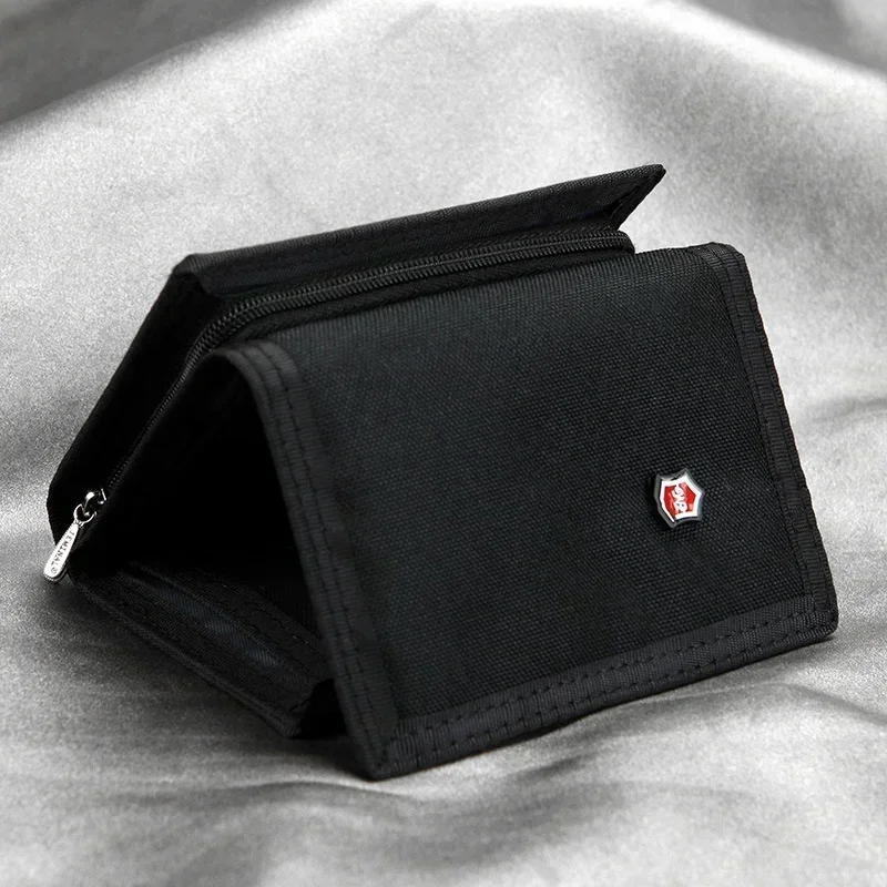 

Men'S 5 Colors Korean Tri-Fold Coin Purse Canvas Wallet Solid Color Fashion Slim Multifunctional Classic Portable Card Holder