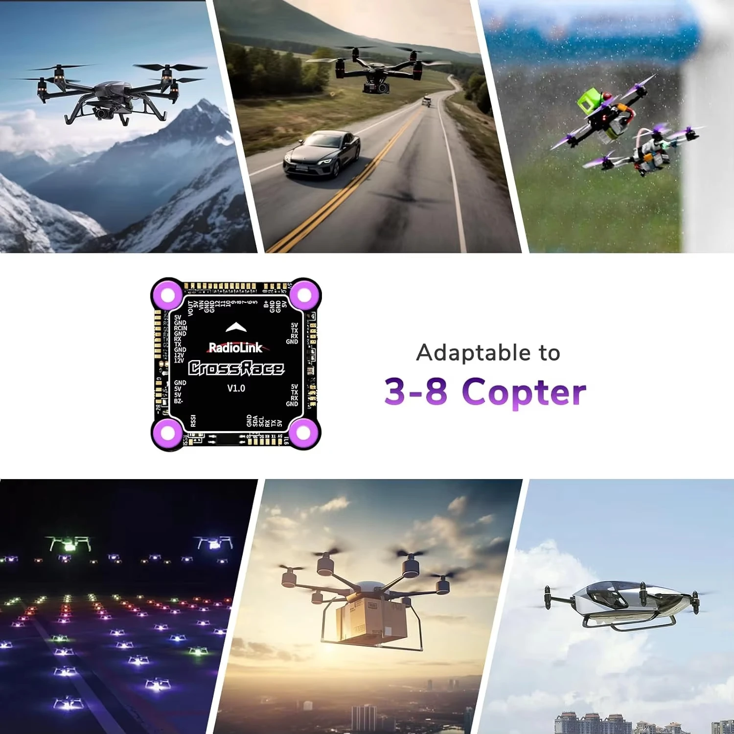 Il controller di volo Radiolink CrossRace 12CH supporta la trasmissione di immagini digitali DJI O3 / CADDX Walksnail Avatar HD PRO KIT