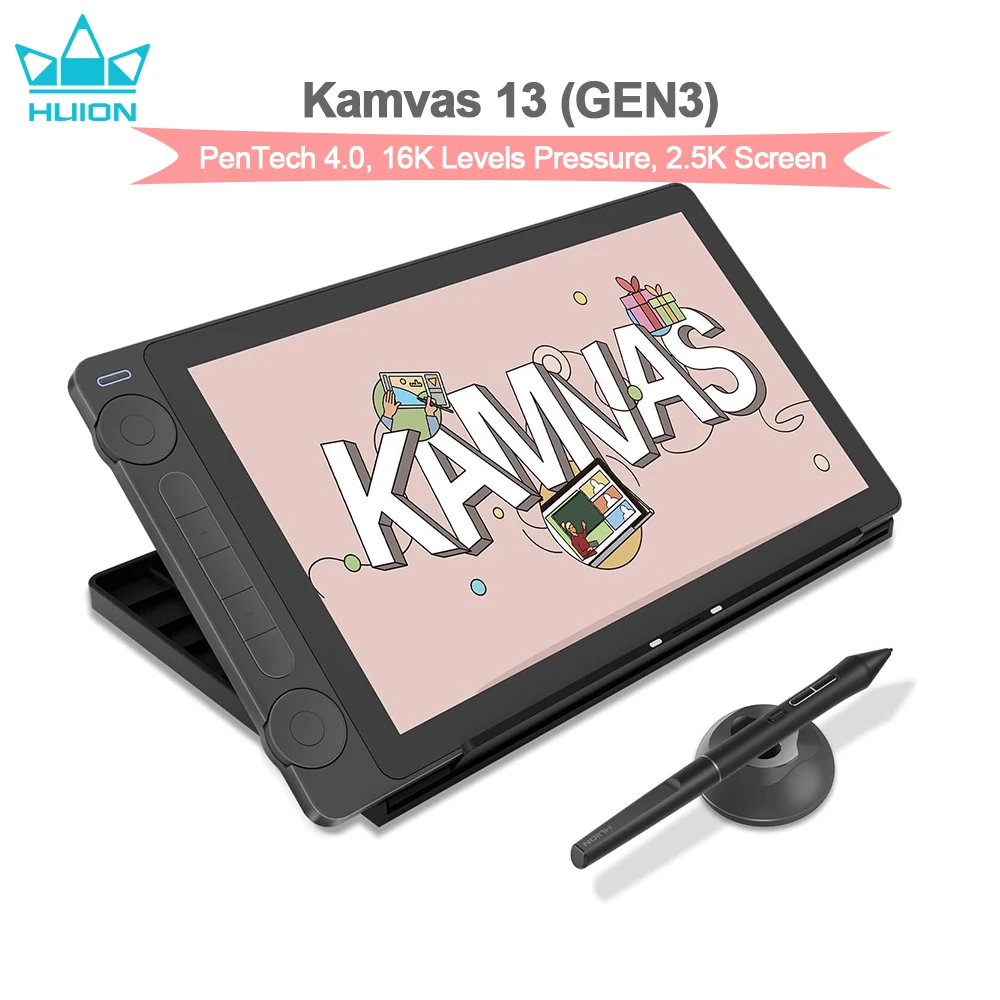 

Huion Kamvas 13 GEN3 Graphics Tablet with Screen 13.3 Inch Monitor 16K Levels PenTech4.0 Digital Pen Display for Drawing Design
