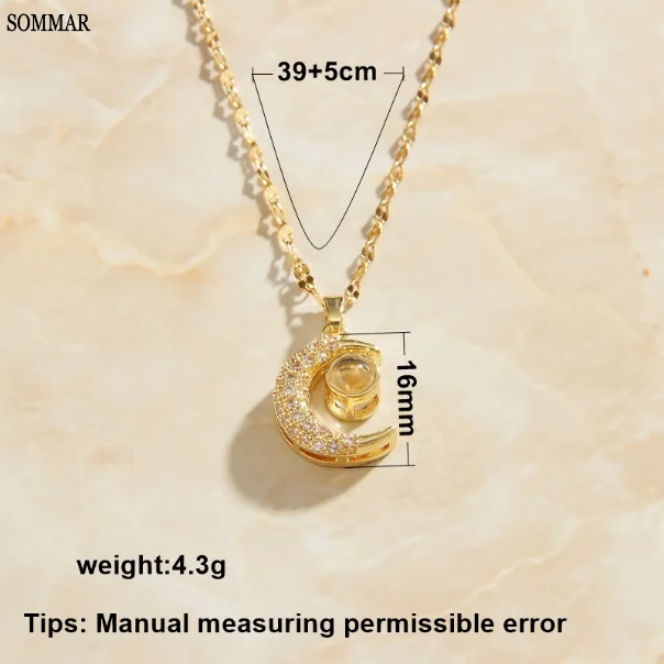 SOMMAR floating charms Gold Plated Lady necklaces & pendants Star Moon Color Changing Pendant collar Prom Accessories