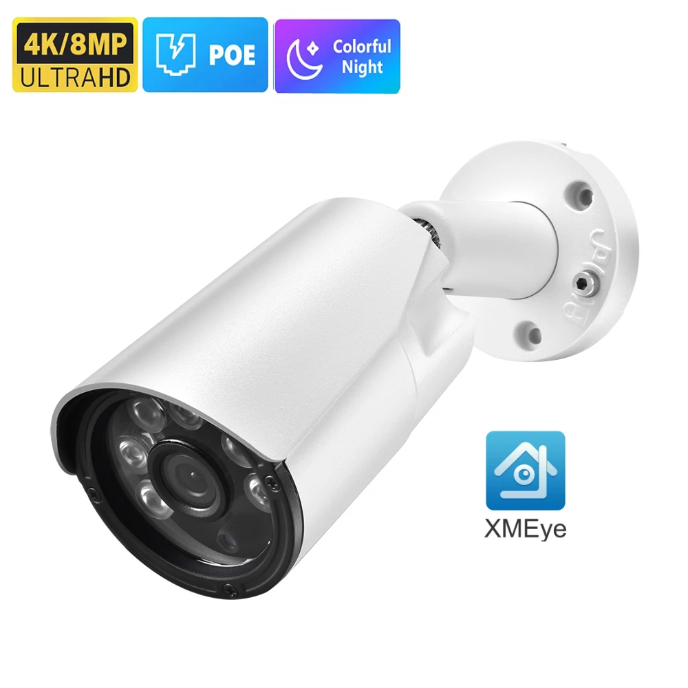 AZISHN-cámara IP gran angular de 2,8mm a todo Color, videocámara 4K de 8MP, H.265, P2P, detección facial IA, IP67, POE, vídeo para exteriores, XMEYE de 5MP y 4MP