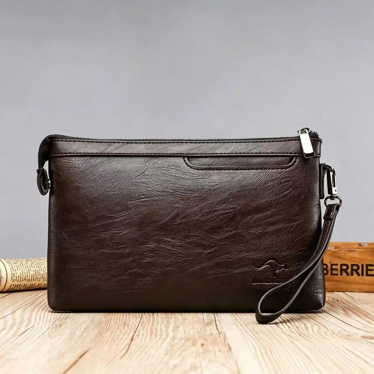 Fashion Brand Design Business Clutch Bag High Quality PU Leather Envelope Bags Casual Travel Men's Wallet Cell Phone Pocket