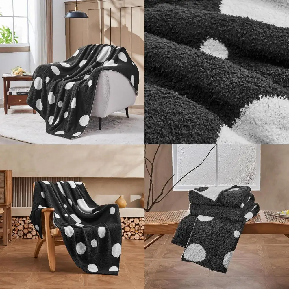 

Reversible Cozy Fluffy Throw Blanket, Super Soft Couch Sofa Bed Cover, 60x80 inches, Jet Black