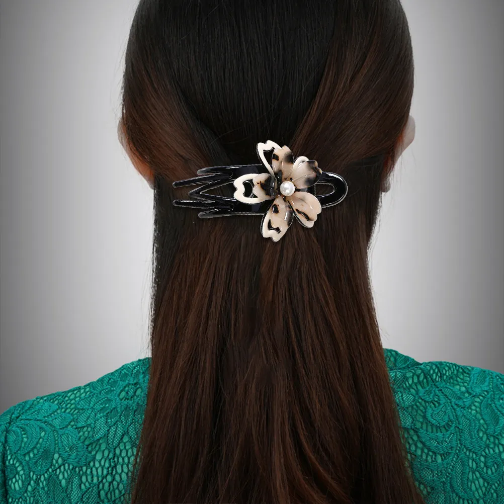 

Стильная заколка для волос в виде хвоста с акриловым цветком, зажим-уточка для женщин и девушек, нескользящая заколка-барретка для пучка, заколка для затылка