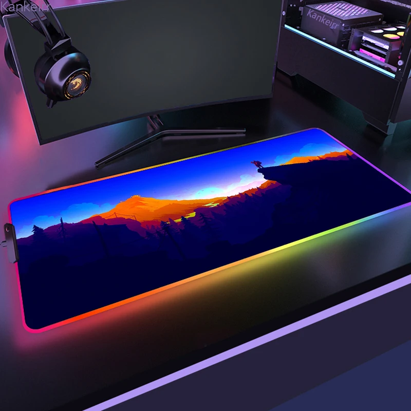 Colorful Luminous LED Lighting Mouse Pad RGB Rubber Non-Slip Forest Mousepad Gaming For PC Gamer 900x400mm Large Desk Mats Xxl