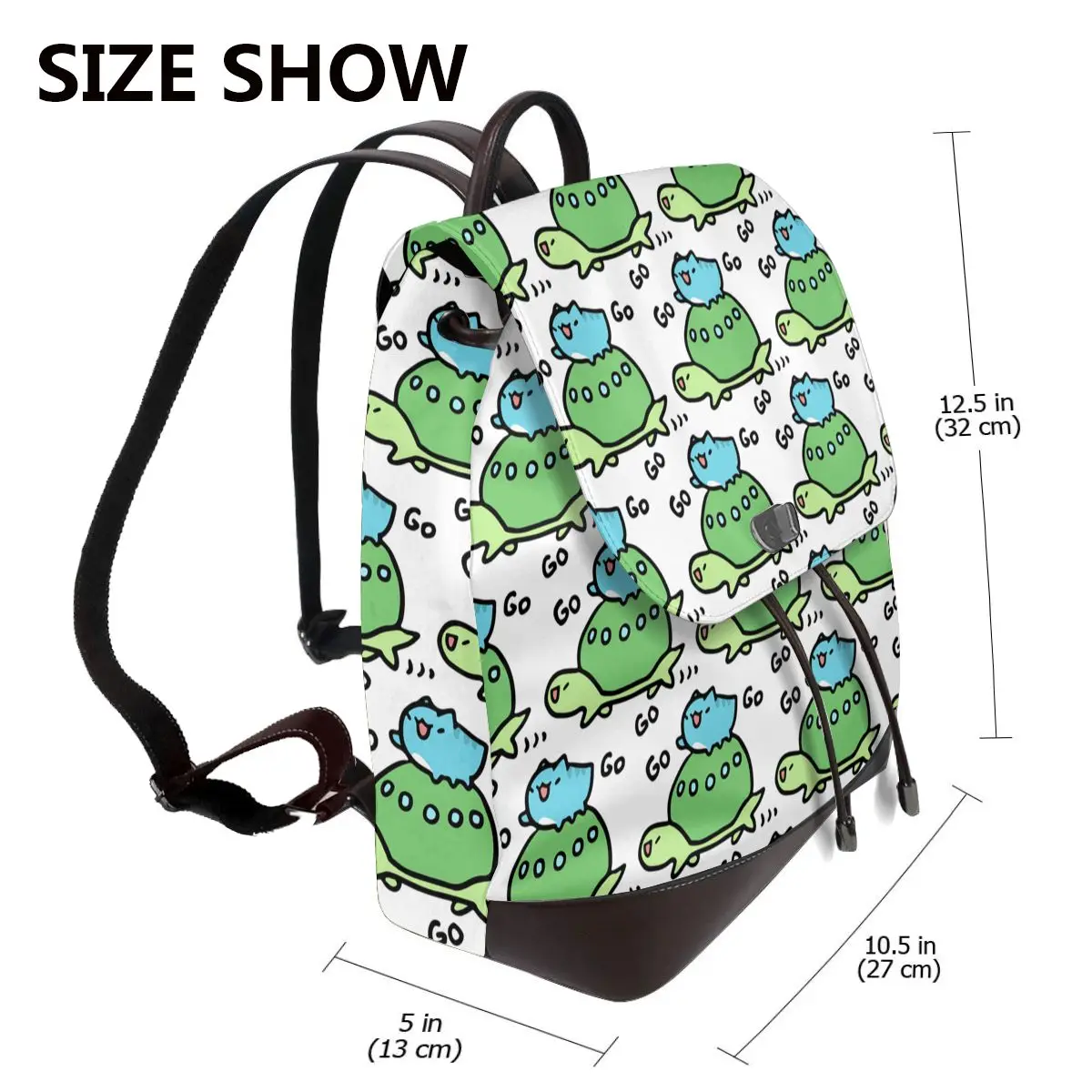 Comic Cat Turtle Bugcat Capoo Women Soft Leather Backpack Large Capacity Multi Pockets Work Travel Ladies Casual Rucksack