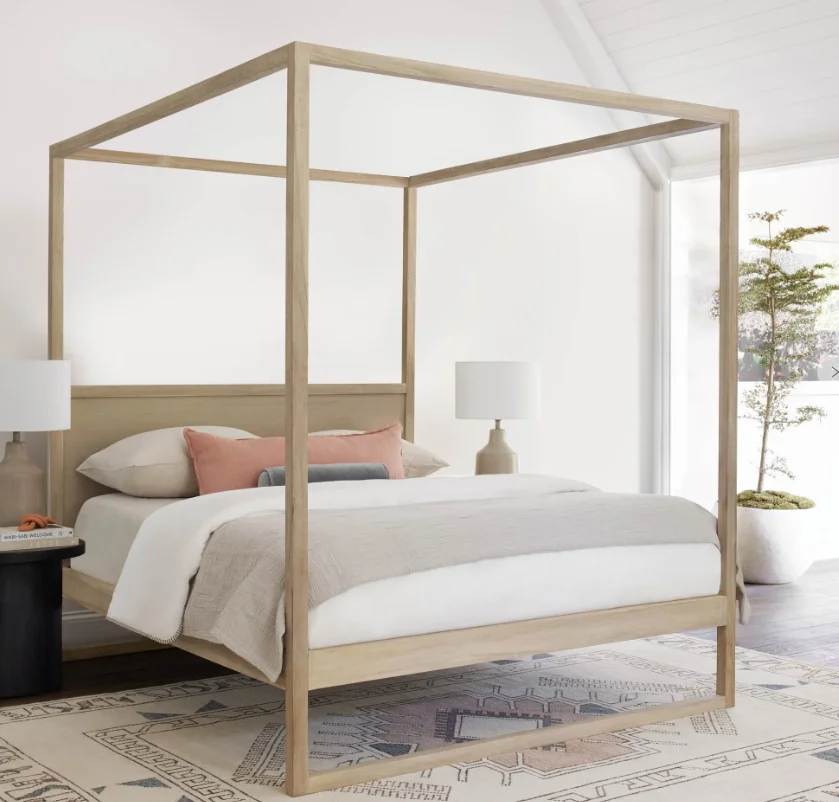 x−Modern Simple Minimalist Style Hotel Bedroom Furniture Wood Frame Base Canopy Beds&