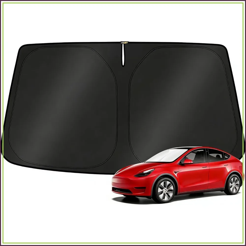 

Windshield Sun Shade for Tesla Model Y/3 2017-2026, Foldable UV Blocking Car Sunshade