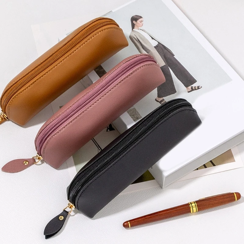 96GE بو الجلود مقلمة حقيبة أقلام رصاص عملية سعة كبيرة القلم الحقيبة حقيبة أقلام الجمالية القلم حقيبة قلم رصاص المنظمون #5