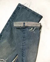 Y2k American Retro Hollow Hole Design Washed Jeans Men And Women Hip Hop High Street Style Distressed Straight Wide Leg Pants 5