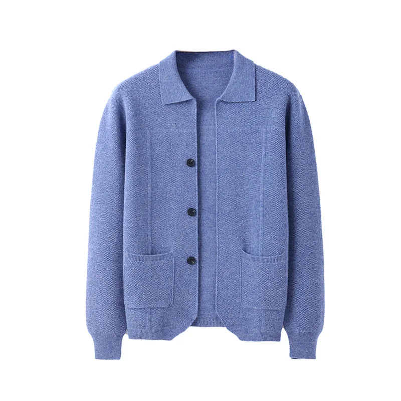 الخريف والشتاء جديد الصوف الخالص الرجال التلبيب سترة معطف الأعمال عادية العسل سميكة جيب مزدوج سترة #3