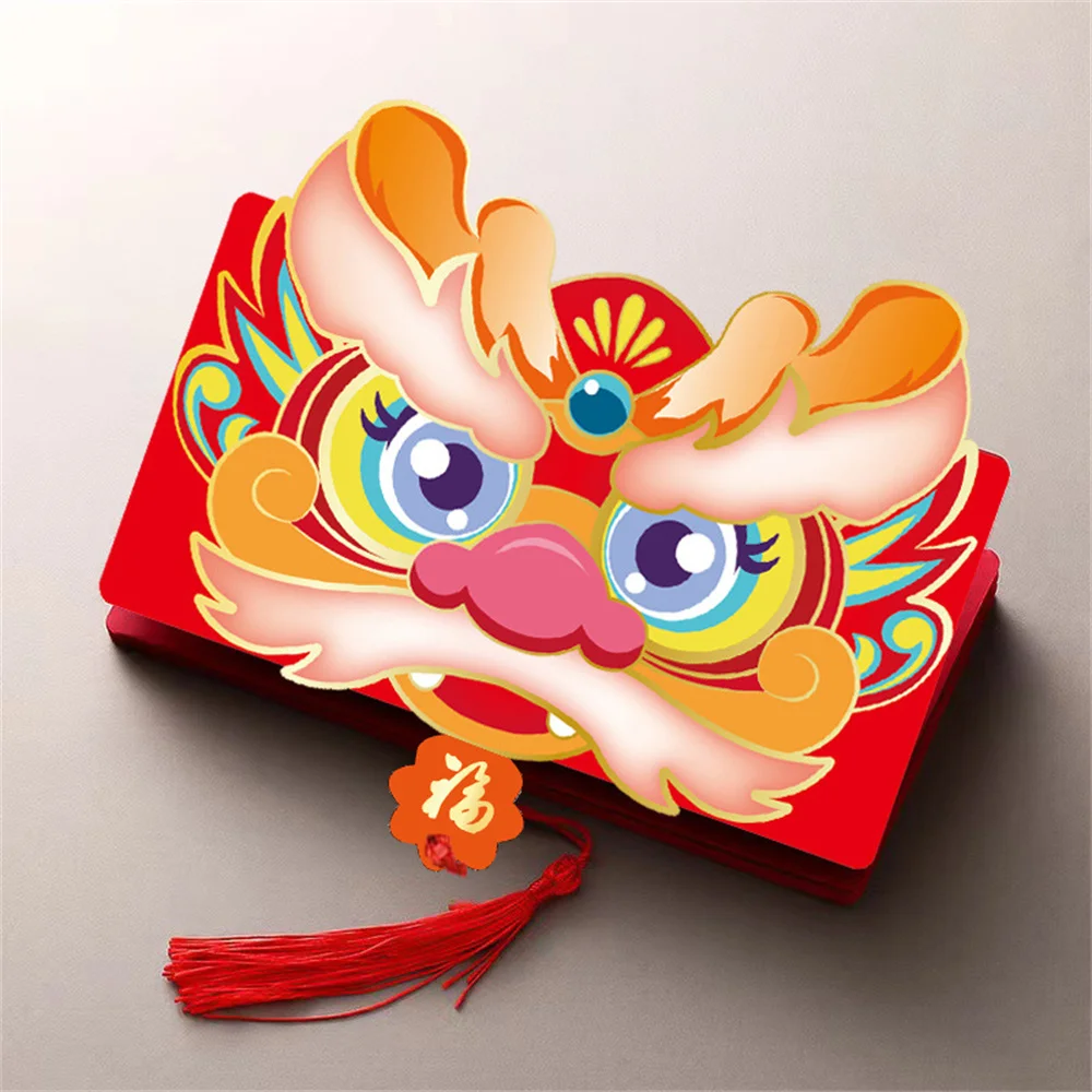 5/1PCS 2024 Red Envelopes 6 Card Slots Foldable Chinese Red Envelopes Year Of The Dragon Chinese New Year Red Envelopes Supplies