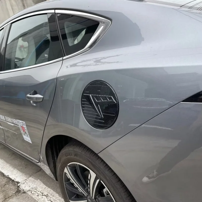 

For BYD Qin Plus EV DMI 2022 2023 Car Accessories Carbon Fiber Style Fuel Tank Cap Cover Car Styling Trim Oil Cap Protective