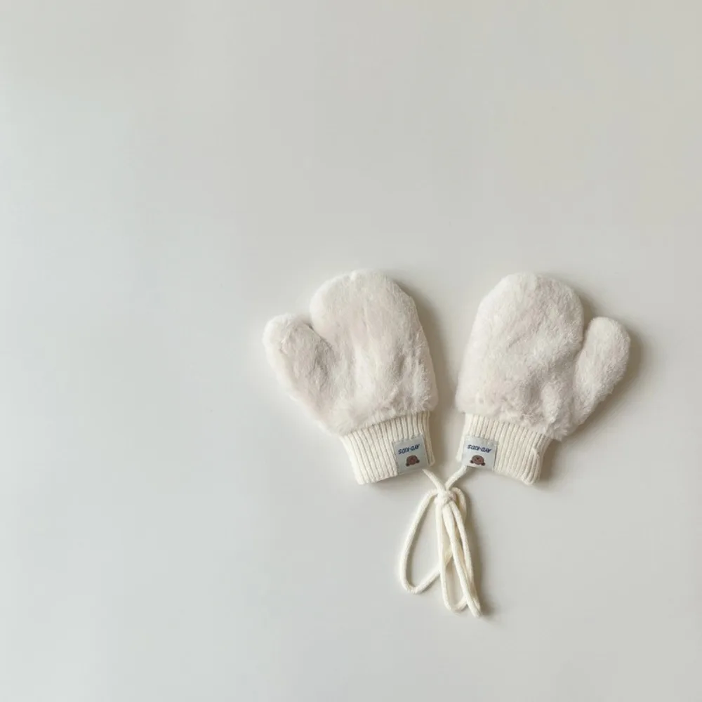 

New Solid Color Winter Warm Gloves Windproof Thickening Soft Fur Gloves Cold Prevention Child Gloves Kids 1-4 Years