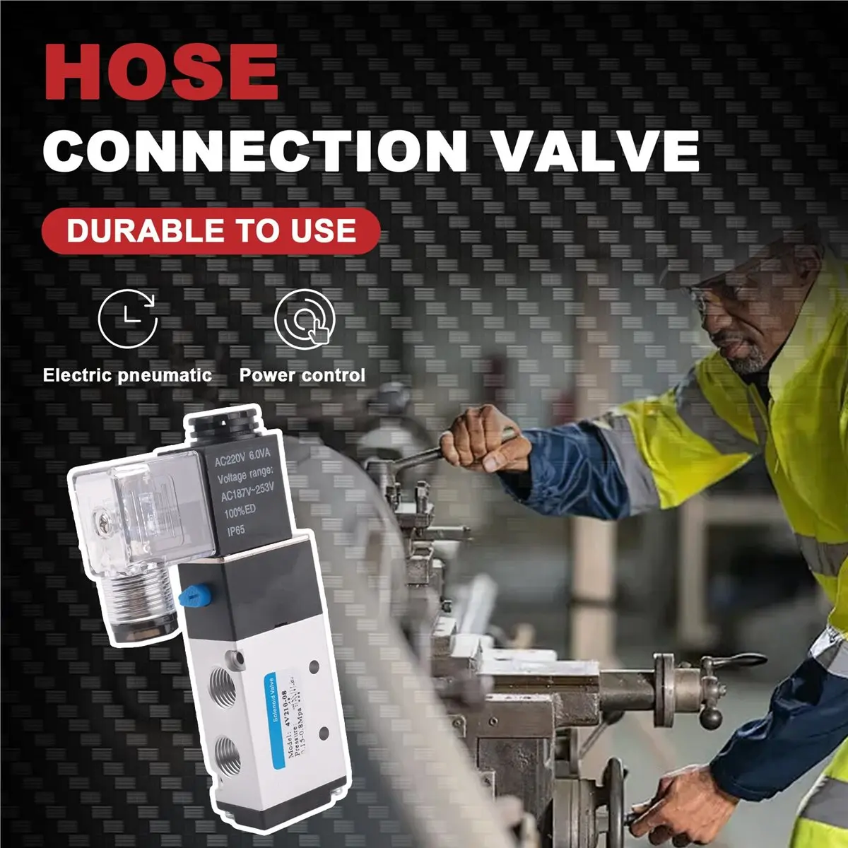 Doings Pneumatic Electric Solenoid Valve 5 Way 2 Position Control Air Gas Magnetic Valve 220V Coil Volt 8mm Hose Connection