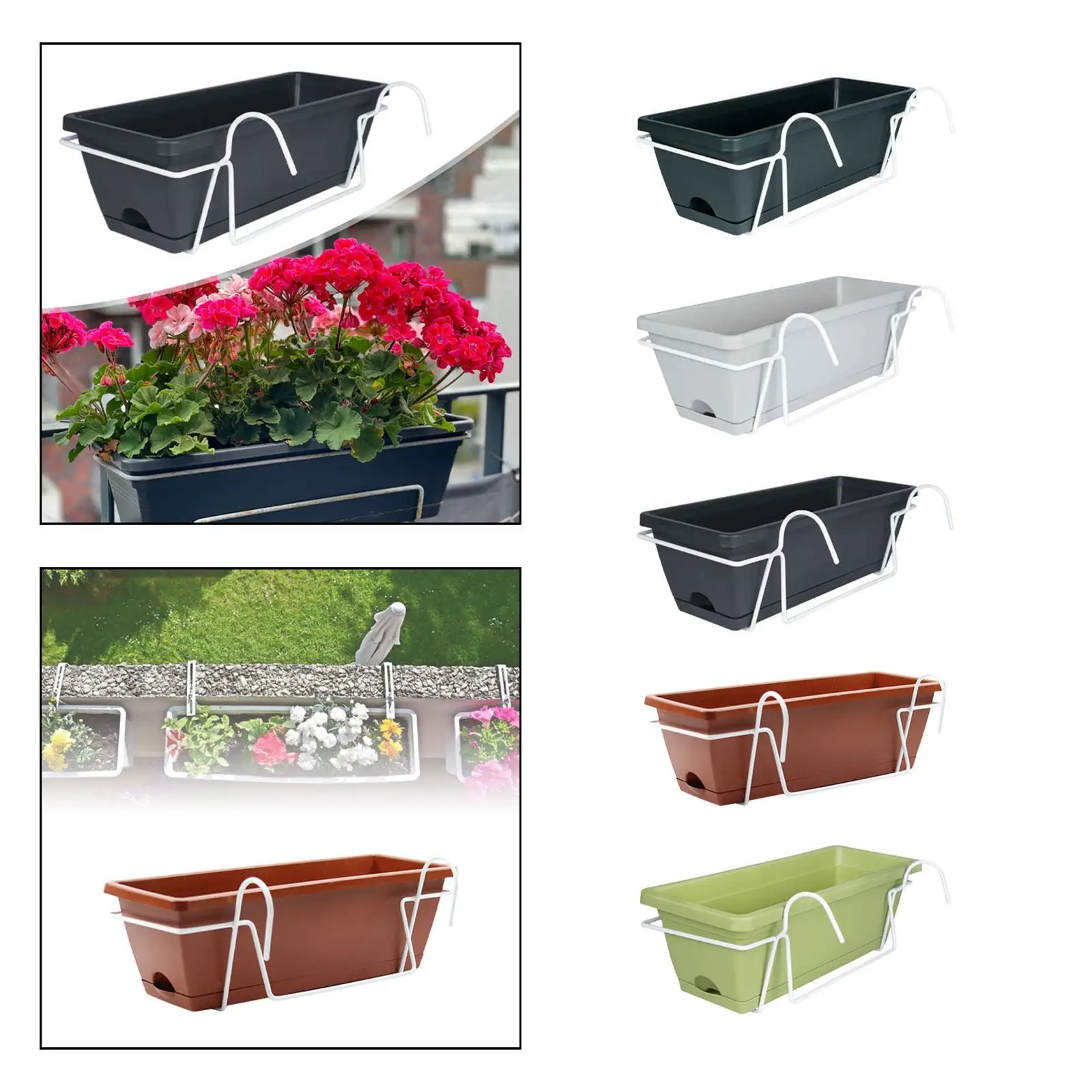 Vaso da fiori appeso, decorazione porta piante da giardino fioriera da balcone per esterni vassoio staccabile per ingresso portico recinzione vivaio