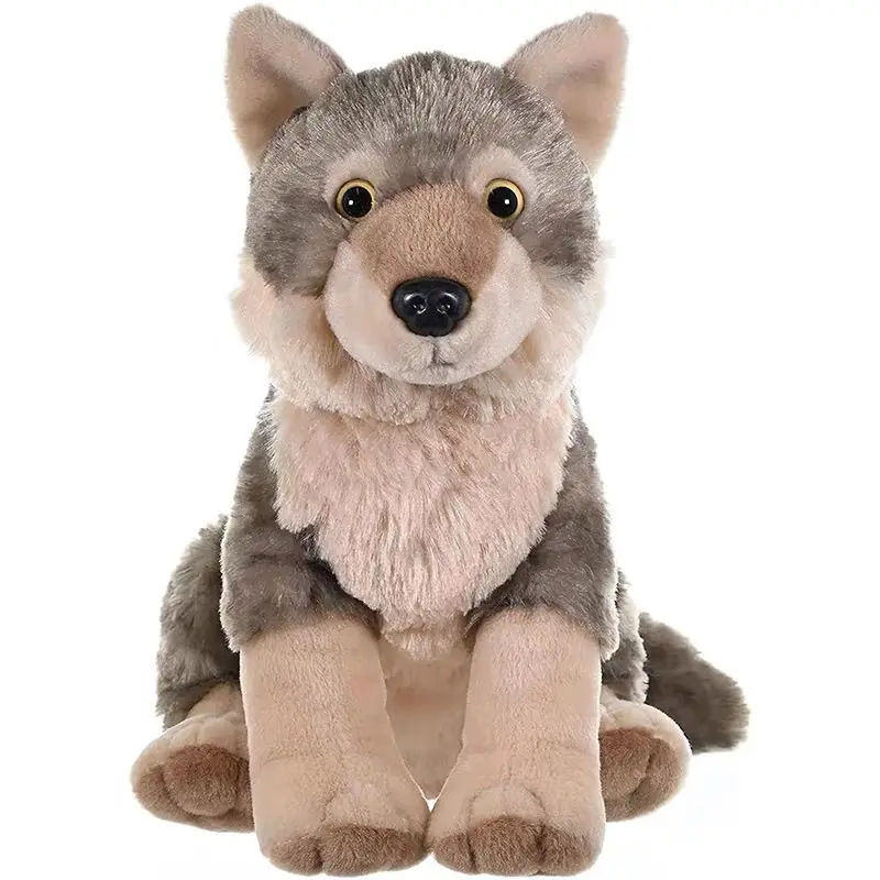 

Wolf plush toy - realistic big gray wolf doll, filled with soft material, comfortable to hold, children's toy gift