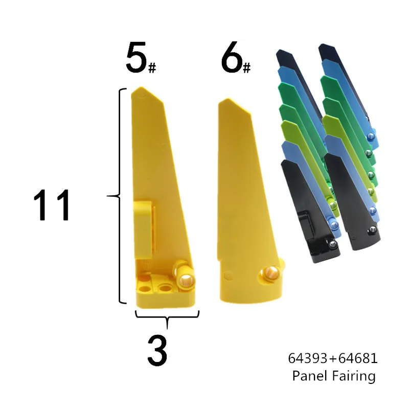 1 Pair Buildings Blocks 64393+64681 Panel Fairing # 5 Long Smooth, Side A And B Collections Bulk Modular GBC High-Tech MOC Set