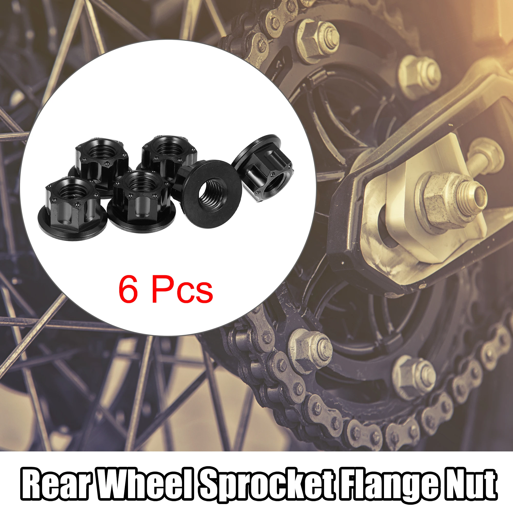 Motoforti 6pcs Titanium Alloy M10 Pitch 1.25mm 1.5mm Flange Bolt Nut for Motorcycle Rear Wheel Axle Sprocket Modification