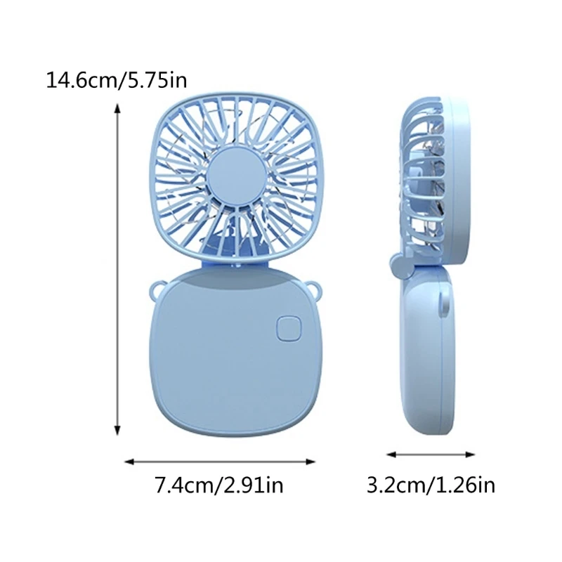 Ventilador portátil pequeno com 3 velocidades ventilador recarregável USB Ventilador dobrável pescoço pendurado para
