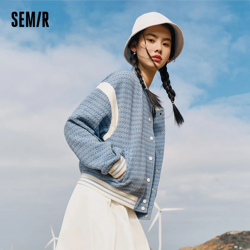 Semir Women Outerwear Design Embroidery Patchwork Baseball Jacket Spring 2023 New Small Loose Jacket Retro Street