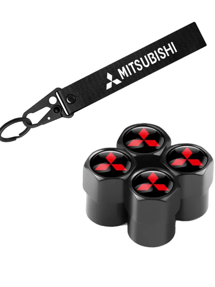 Couvercle de Valve de pneu de voiture en métal 3D, Badge de voiture, porte-clés en Nylon, accessoire pour Mitsubishi Asx Lancer 10 Outlander 3 l200 Xpander Pajero 4