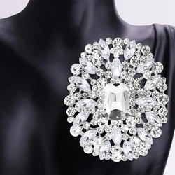 Beaut&Berry Shiny Round Large Glass Brooches for Women Unisex Rhinestone Pins 6-color Available Casual Party Accessories Gifts