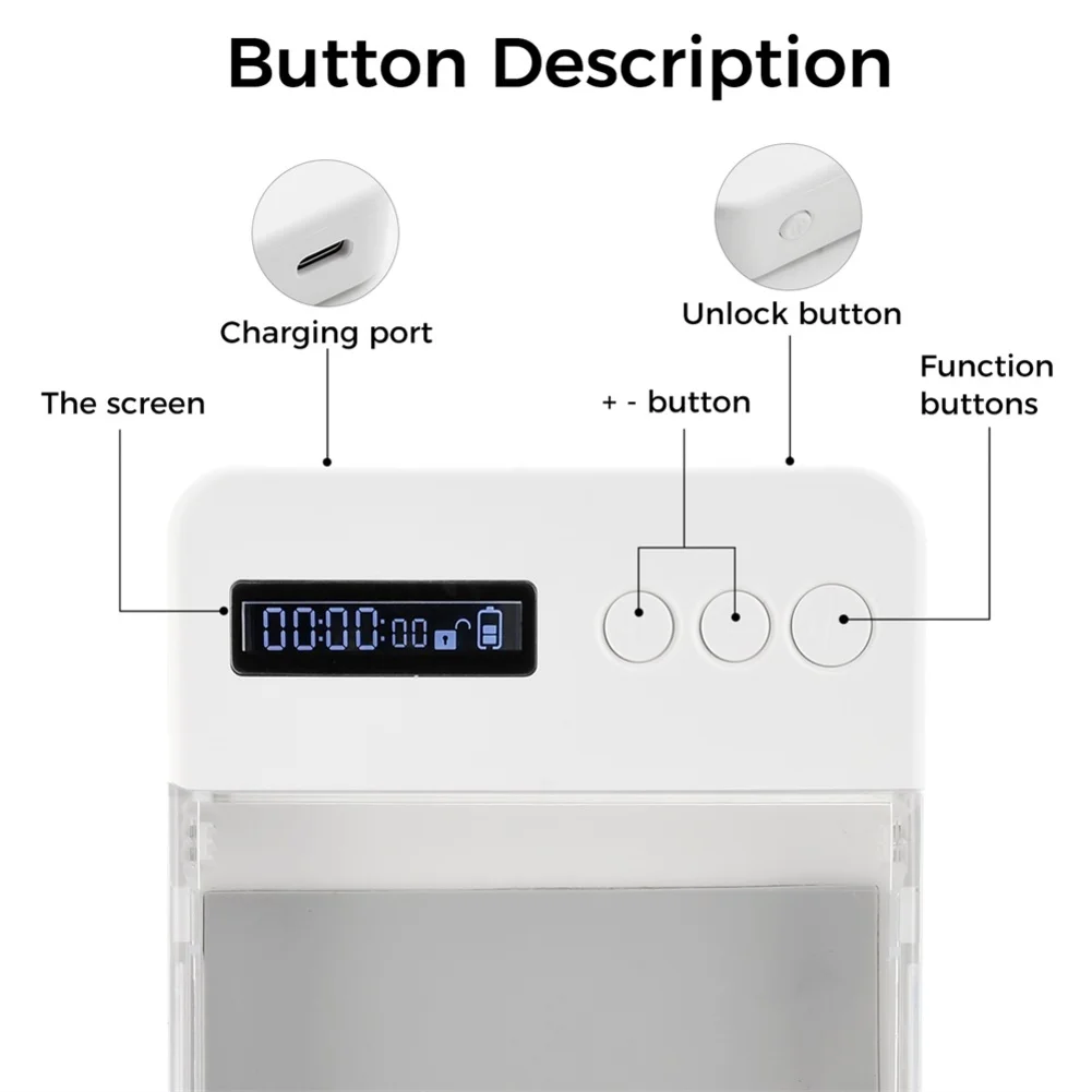 Phone Lock Box with Five Press Unlocks Lifetime - Timer-Enabled Plastic Case for Screen Discipline and Self-Control