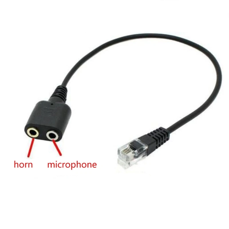 3.5mm Female to RJ9 Crystal Converters Headsets MICs Splitters Cable Convertor Cable Easy Installation 25cm/9.84inch Dropship