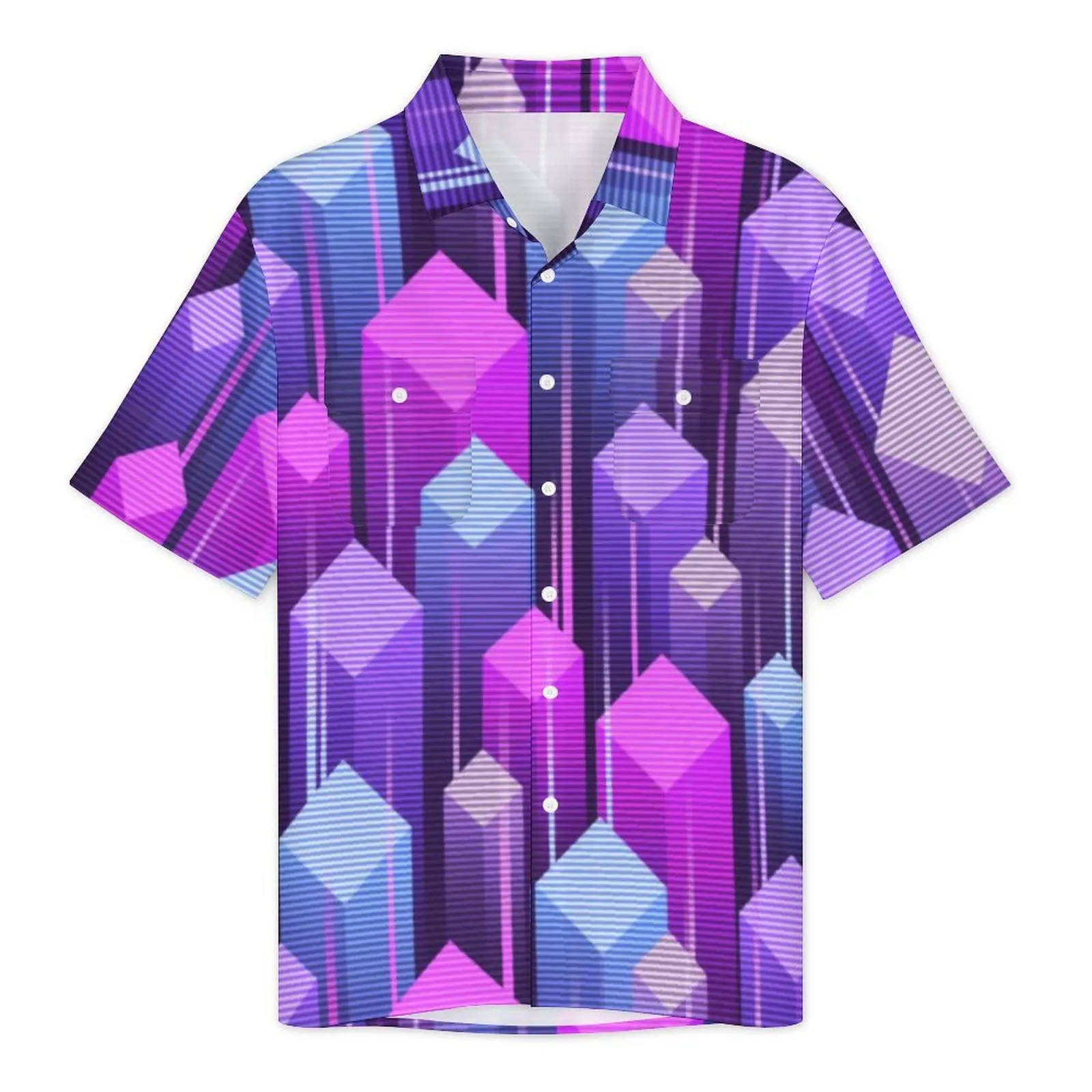 Funky Pop Art Hawaiian Shirt Male Beach 80s Abstract Geometric Casual Shirts Short Sleeve Comfortable Elegant Oversize Blouses