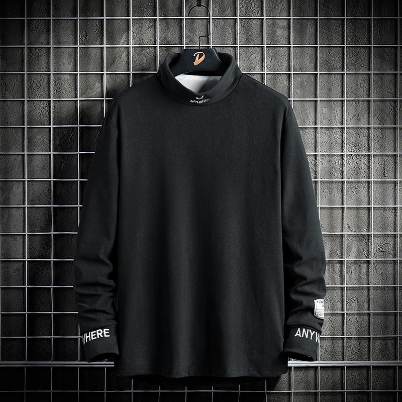 

Sweatshirts Men Casual Sweatshirt Male O-Neck Embroidery Logo Basic Pullover hoodies Men Round Neck Autumn Turtleneck Tops Solid