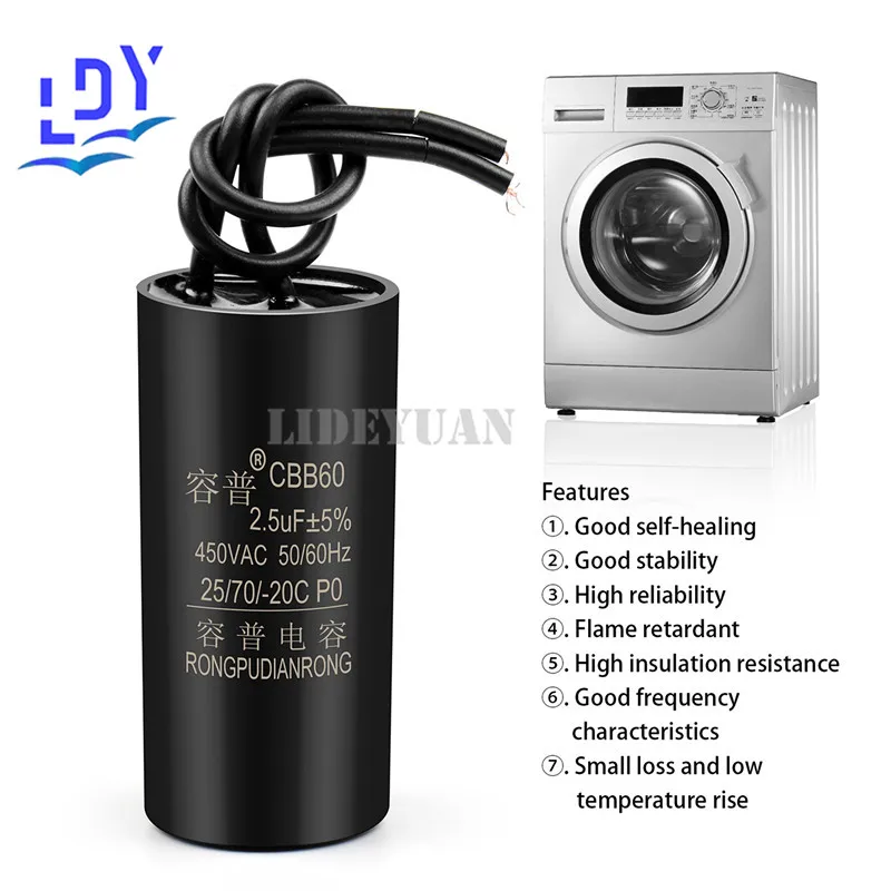 1Pcs CBB60 Motor Run Capacitor 450V AC Starting Capacitors13.0UF8.0UF4.5UF1.8UF1.0UF 1.2UF1.1UF Water Pump For Washing Machine