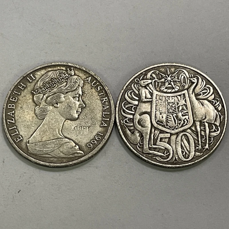 عملة فضية نسخة 1966 أستراليا 50 Cents II (صورة الجيل الثاني ، نوع دائري)