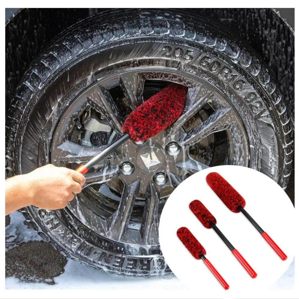 Bendable Design Car Wheel Detailing Brush Plush Material Woolies Car Rim Tire Wash Brushes Long Handle Car Cleaning Tools