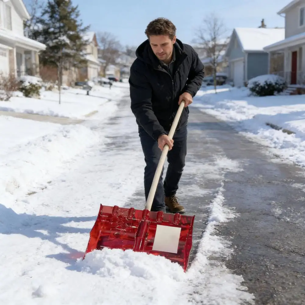 Snow Shovel with Adjustable Length D-Grip Handle Driveway Scoop Shovel for Car Snow Removal Portable for Home Garage Garden Camp