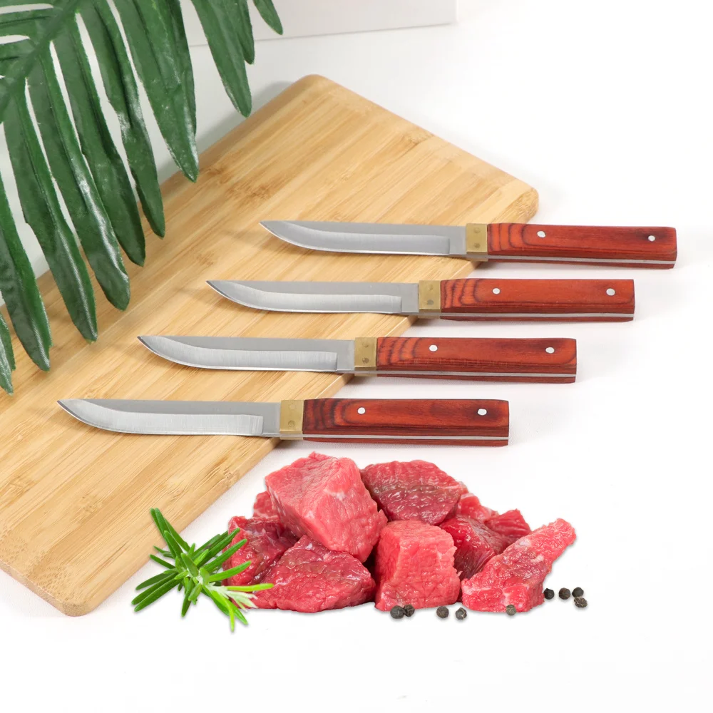 High Quality Steak Knife Stainless Steel Cutlery Pakkawood+Pure Copper Handle MultiFunction Fruit Meat Cleaver Knife Table Knife