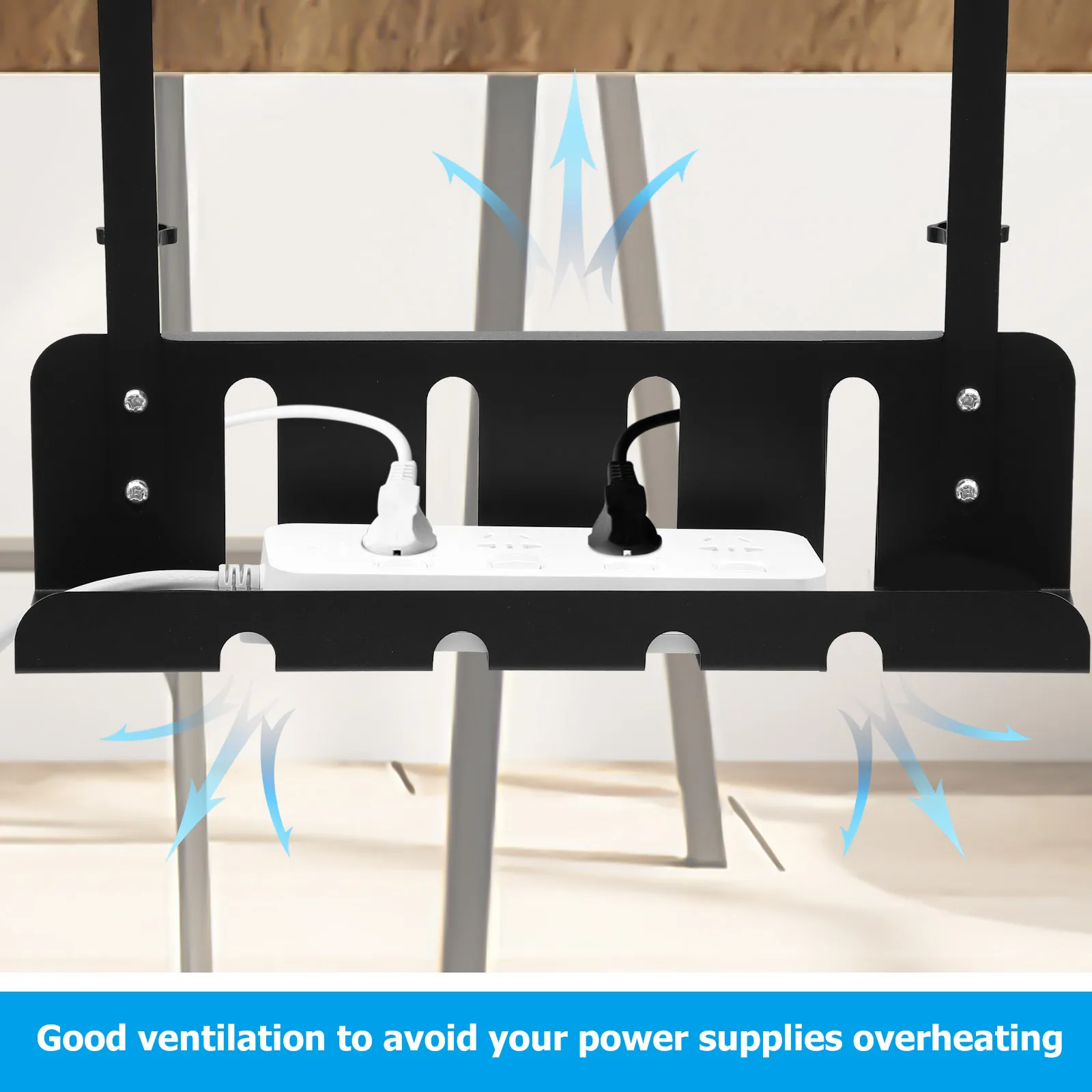

Cable Management Tray Under Desk Organizer for Cord Control Heavy Duty Iron Wire Holder No Drill Installation Cable Rack