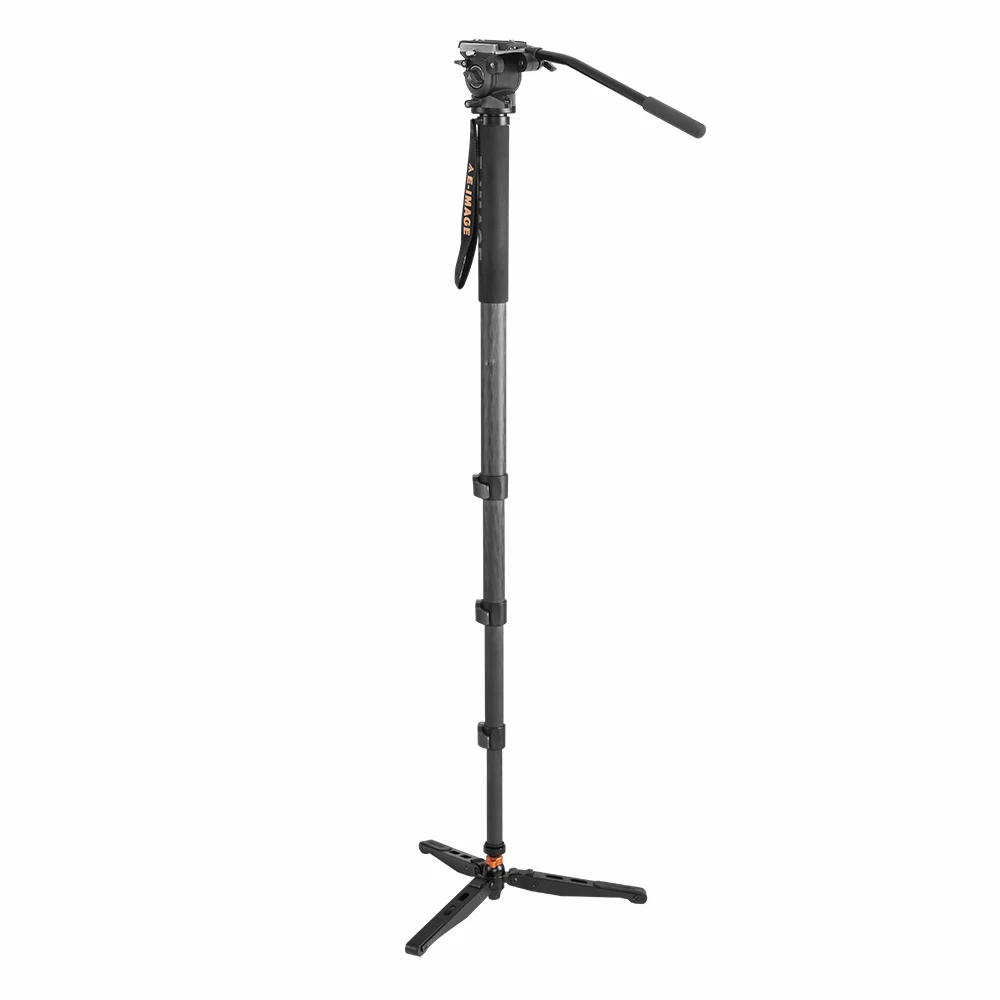 

E-IMAGE MC800+630FH Professional Compact and Portable Carbon Fiber Video Monopod with Fluid Head Telescopic Hunting Tripod