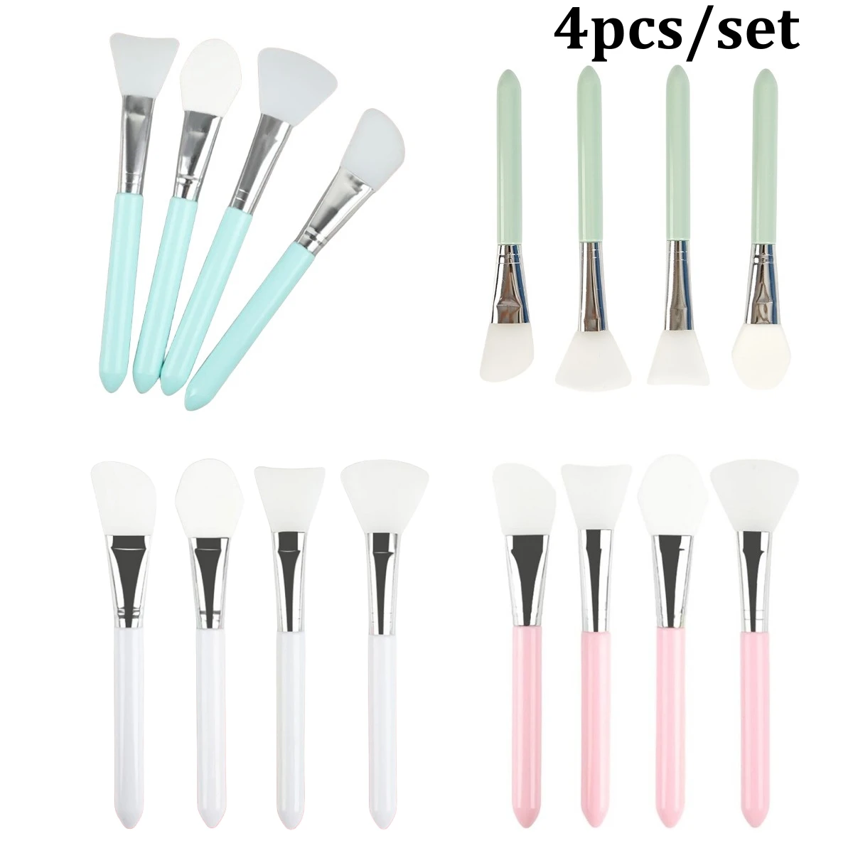 4pc Candy Color Silicone Brush Gel Flexible Facial Mud Soft Tip Applicator Making Tools Face Mask Glue Brush Care Tools Supplies