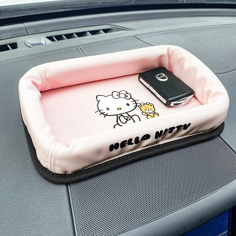 

Kawaii Sanrio Cartoon Hello Kitty Instrument Panel Pad Anti Fouling Wear Resistant Tidy Anime Car Dashboard Storage Box Car Gift