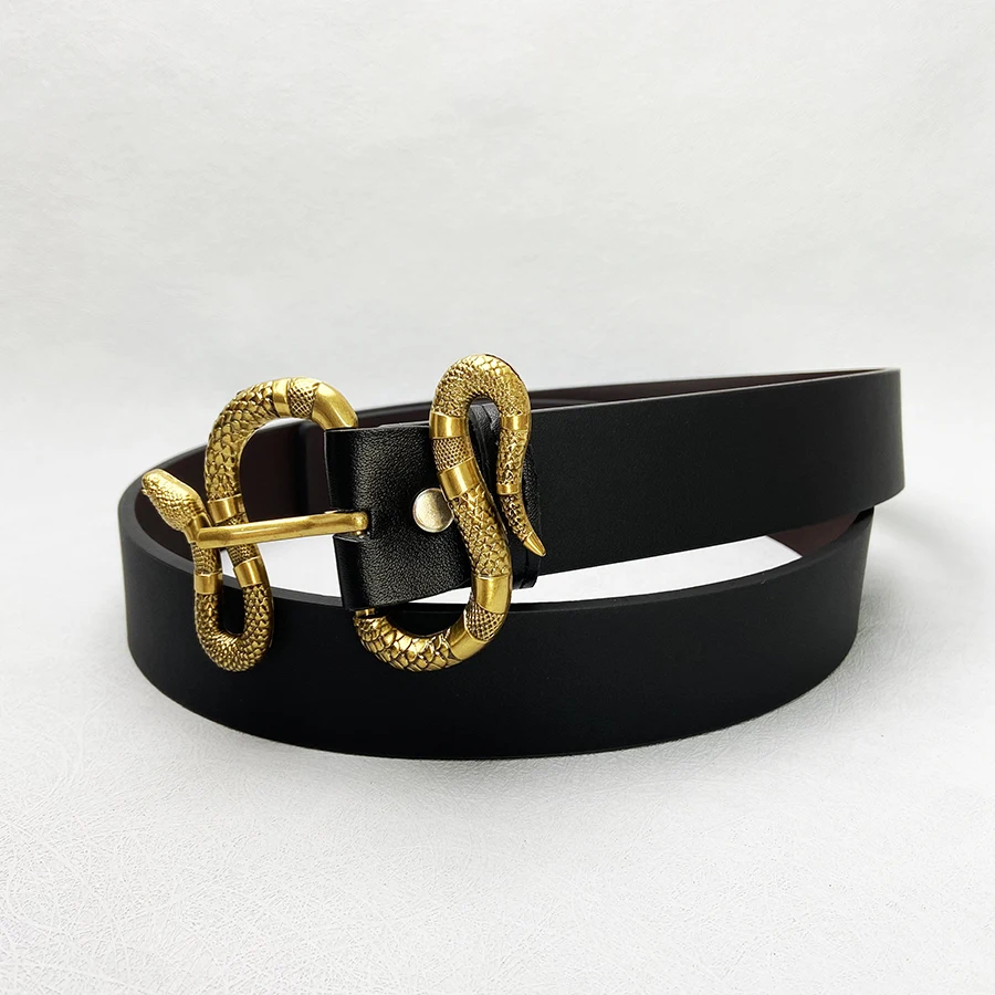 Famous Designer Belt Mens High Quality Snake Buckle Luxury Fashion Faux Leather Belt Jeans Formal Coffee Black Waist Strap 3.8cm