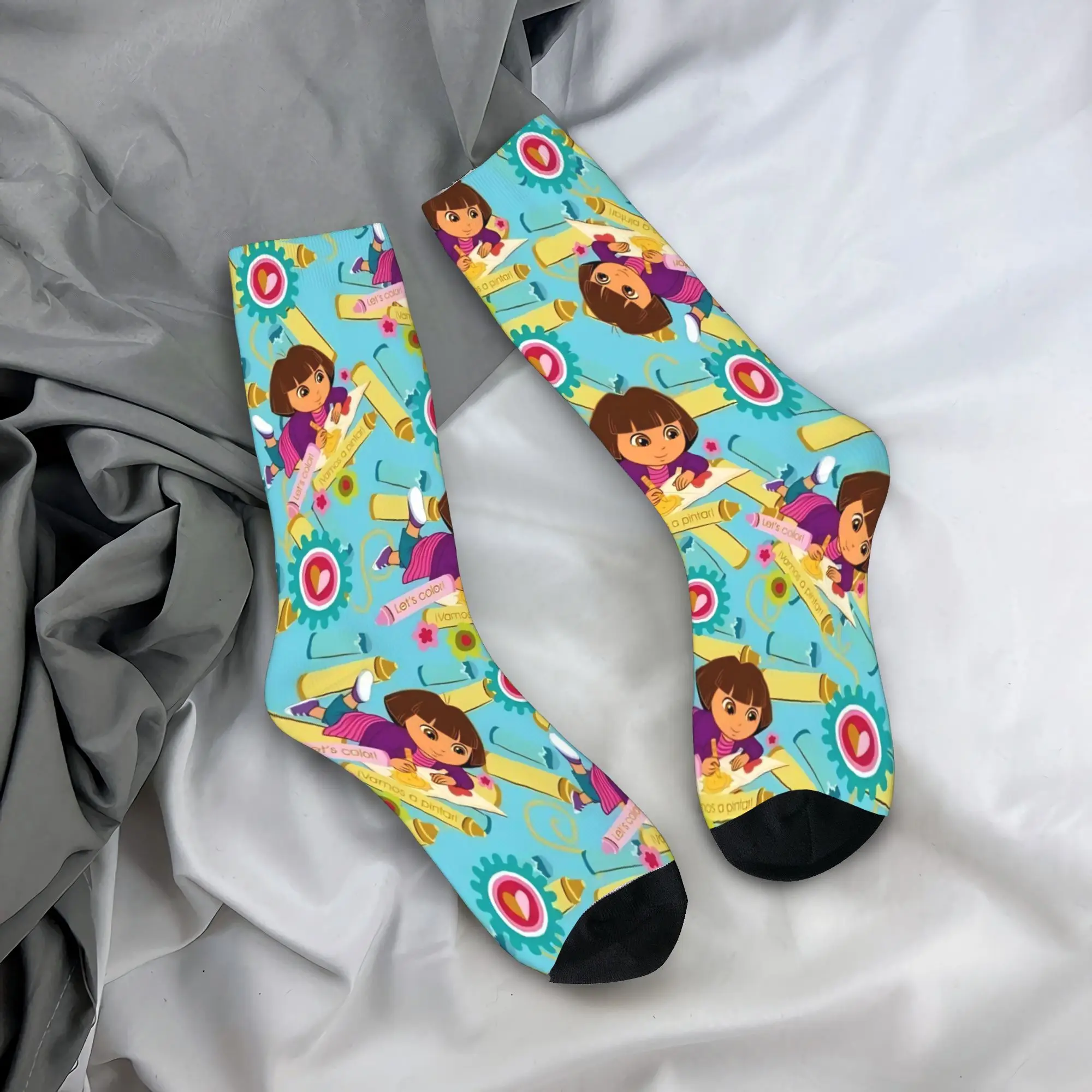 جوارب Doras The Explorer جوارب غير رسمية للنساء والرجال جوارب رياضية دافئة وناعمة للجري جوارب خريف جرافيك مضادة للانزلاق