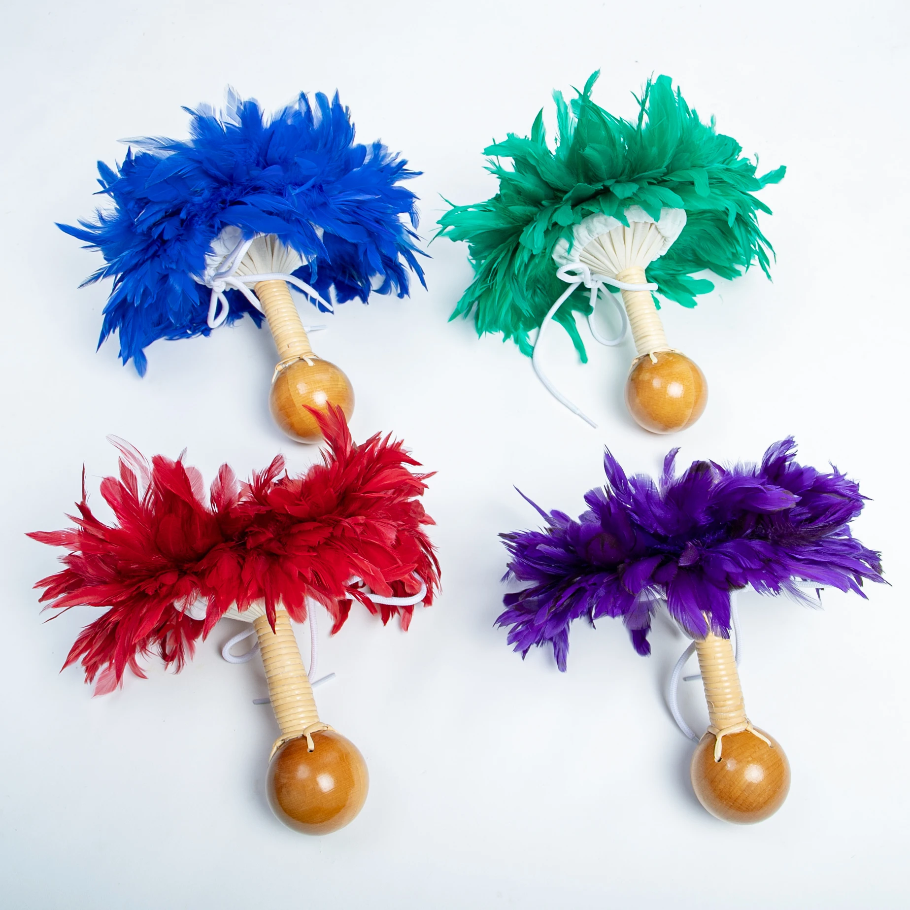 UliUli Colored Feather Gourd Rattles Traditional Hawaiian Uli Uli Hula Dance Instruments Auana & Kahiko Performances Implements