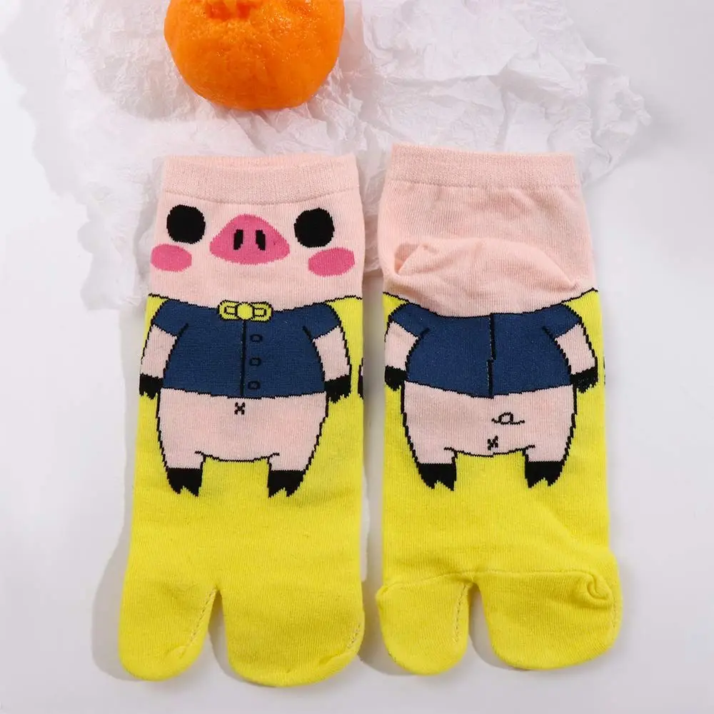 Kawaii Trotter Sokken Studenten Katoen Cartoon Slippers Sokken Split Teen Varken Sokken Lage Buis Sokken Twee Teen Sokken Geta Sokken