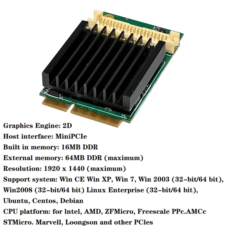 Imagem -04 - Minipcie para Duals Port Vga Aplicação Gráfica Embutida Ddr 1920x1440 Cartão Multimédia 2d St416 Sm750